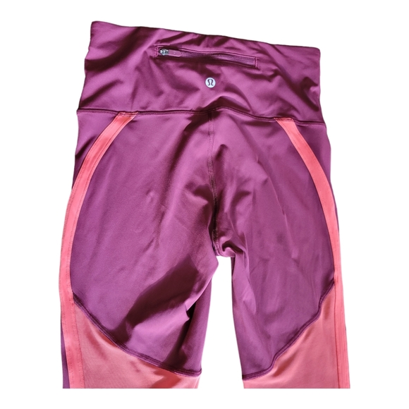 Lululemon Zip the Line Crop Deep Ruby Poppy Coral Breathable Mesh Leggings 6 - Picture 11 of 16